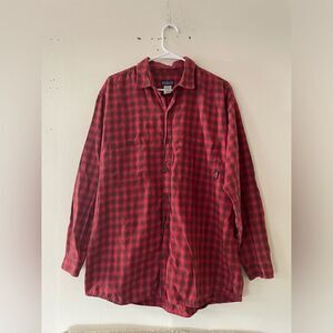 Patagonia Button Up Shirt Mens Large Red Plaid Casual Organic Cotton Long Sleeve